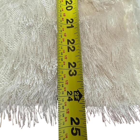 H&M Cream Faux Fur Shaggy Long Sleeve Open Front Cardigan Women’s Small - Picture 6 of 6